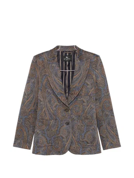 Geacă Etro cu imagine cu model paisley cu rever maro