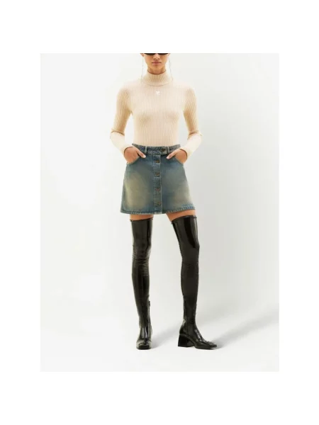 Dzianinowy sweter Courreges beżowy