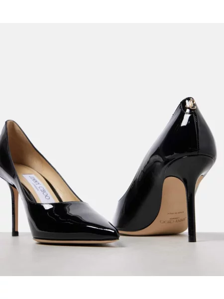 Kožené lakované lodičky Jimmy Choo čierna