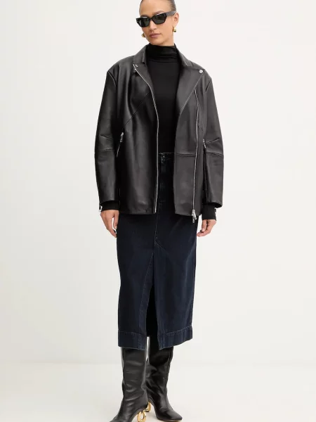 Джинсова спідниця BOSS midi розкльошена синій