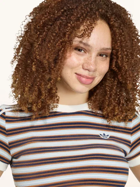 Adidas Originals Tričko Adidas Originals Summer Glow Slim Striped Z Froté tmavě / tmavě oranžová / tmavě modrá