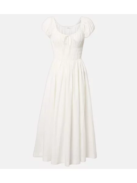 Sukienka midi Dôen do kolan popelinowa garniturowa biała