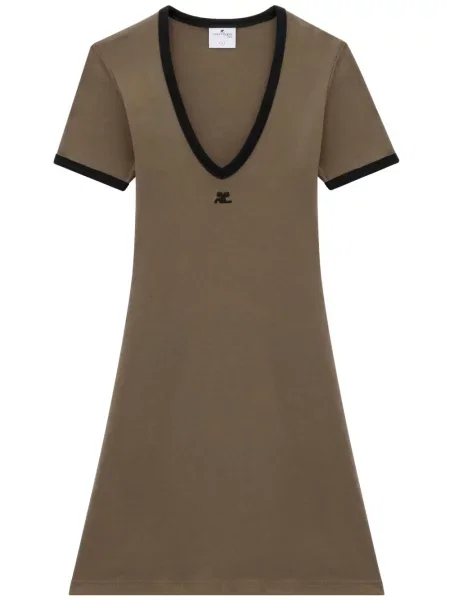 Rochie Courreges cu decolteu în V verde