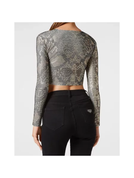 Top Philipp Plein o skróconej długości beżowy