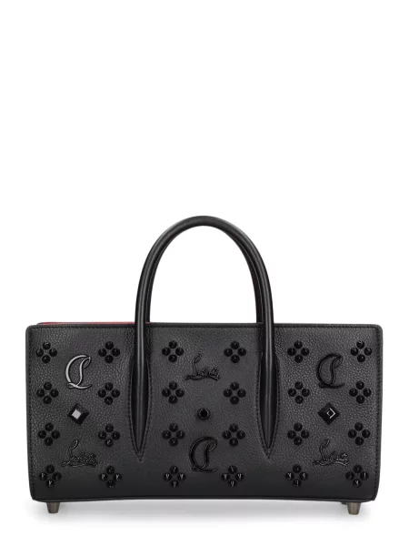 Kožená kožená taška Christian Louboutin čierna