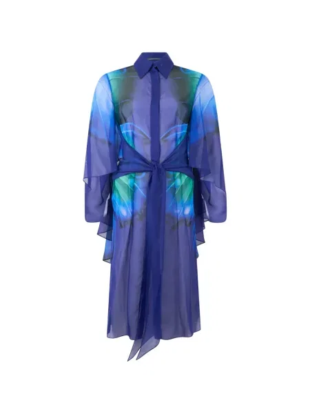 Lung rochie midi Alberta Ferretti de mătase albastru
