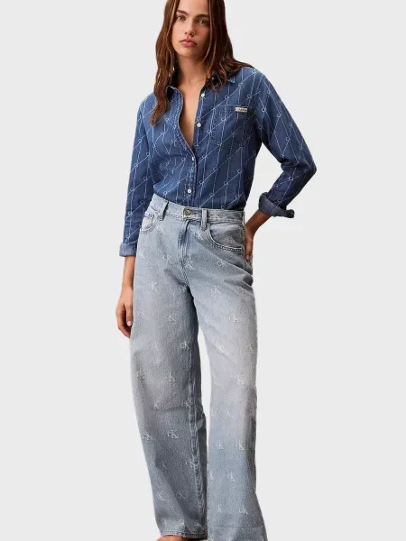 Широкі джинси Calvin Klein Jeans блакитні