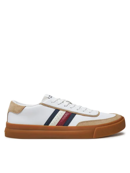 Кожени маратонки Tommy Hilfiger TH CUPSET LTH MIX бяло
