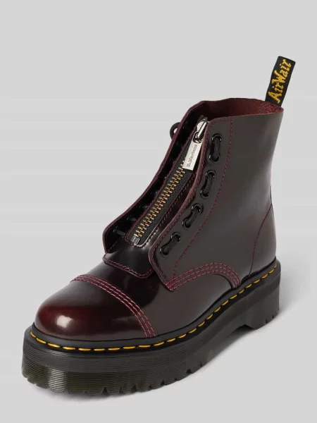 Sztyblety skórzane z zamkiem błyskawicznym model ‘Sinclair’ Dr. Martens bordowe