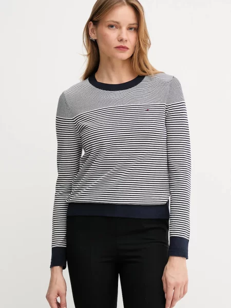 Пуловер Tommy Hilfiger от лека материя тъмносиньо