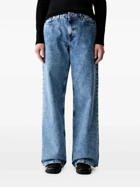 Blugi cu picior larg Karl Lagerfeld Jeans cu autograf albastru
