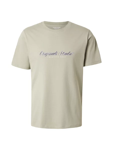 JACK & JONES Tricou JORMONTAUK verde pastel / negru alb