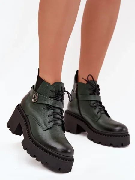 Usnjene gležnjarji Zazoo blok peta črna