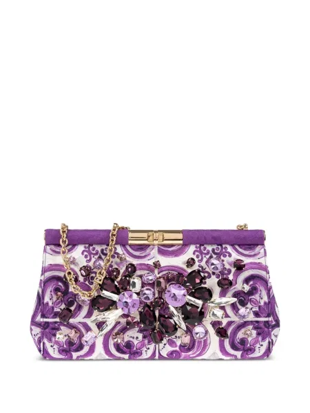 Geantă plic Dolce & Gabbana cu model floral violet
