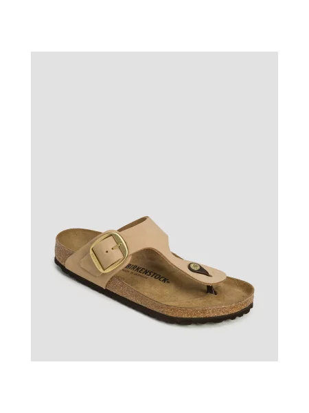 Pantofi Birkenstock cu cataramă din nubuc bej