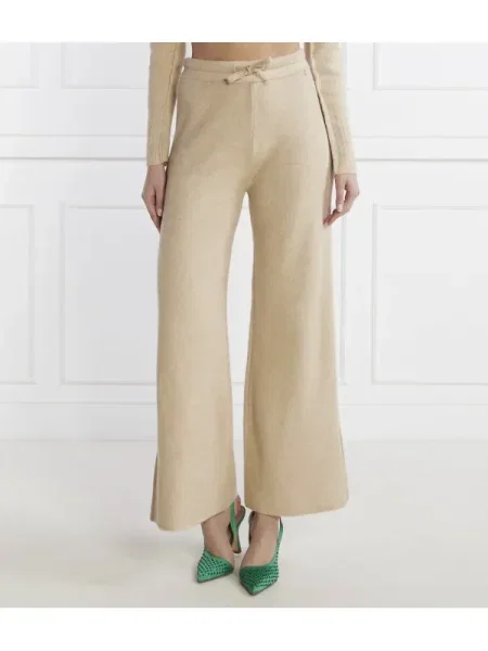 Patrizia Pepe Pantaloni de tricot | Relaxed fit cu adaos de lână bej