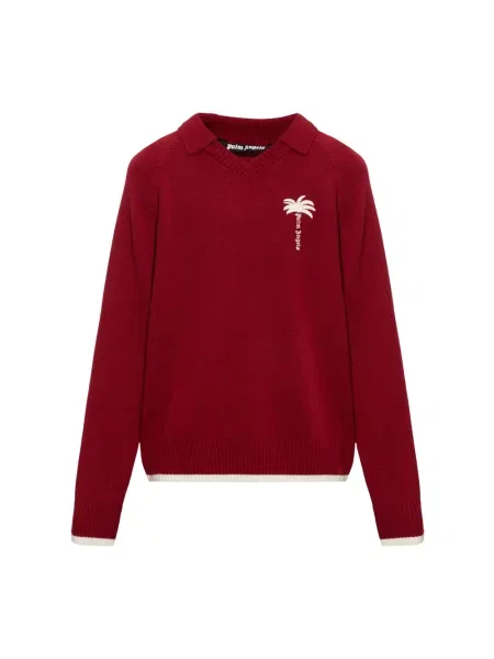 Sweter Palm Angels wełniany z logo czerwony