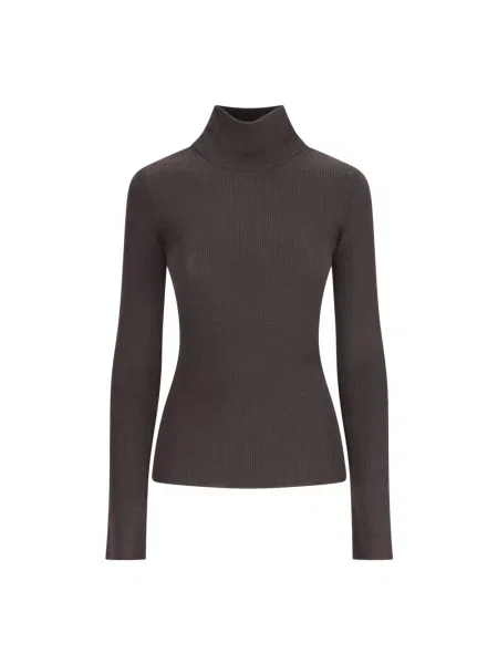 Sweter z golfem Max Mara wełniany do golfa brązowy