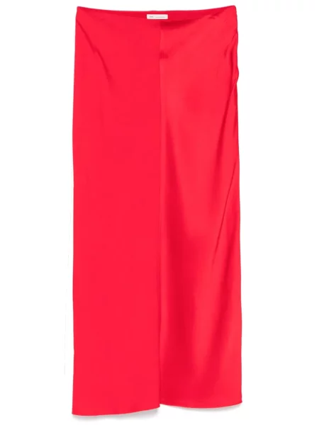 Fustă midi Ami Paris din satin până la genunchi roșu