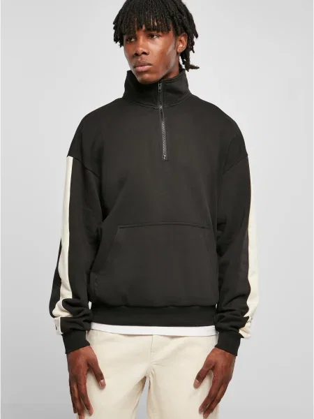 Суичър с цип Urban Classics на райета черно