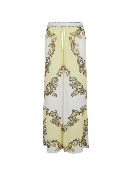 Pantaloni palazzo Alice + Olivia cu imagine cu cordon galben