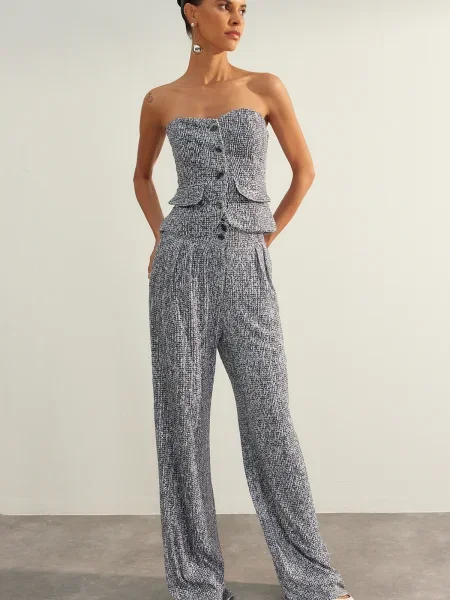 Pantaloni Trendyol cu paiete gri