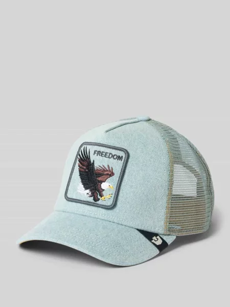 Czapka z daszkiem typu trucker z haftem model „Denim Eagle” Goorin Bros niebieska