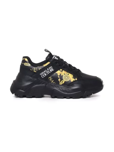 Sneakersy Versace Jeans Couture na płaskim obcasie czarne