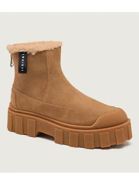 INUIKII De piele botine cu platformă Cortina Wool | shearling cu adaos de lână maro