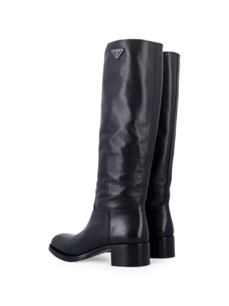 Botine Prada din piele cu autograf negru