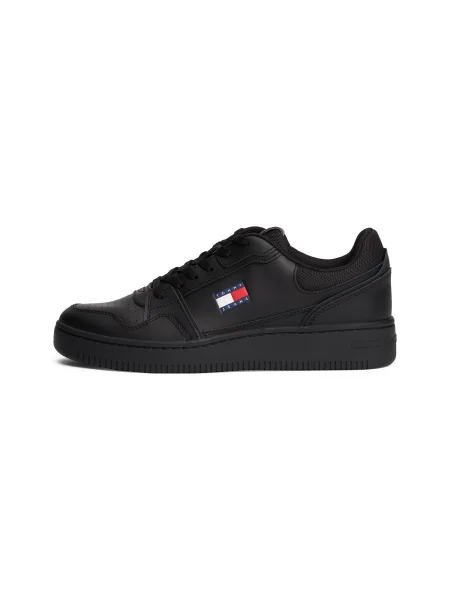 Tommy Jeans bőr sportcipő TJM RETRO BASKET fekete
