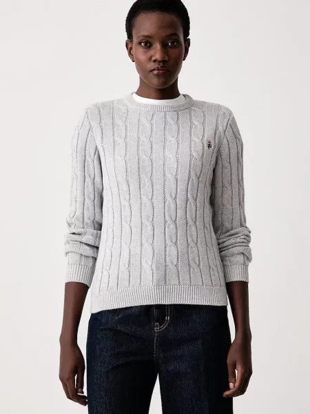 U.S. Polo Assn. pulover pentru femei din CREW NECK CABLE gri