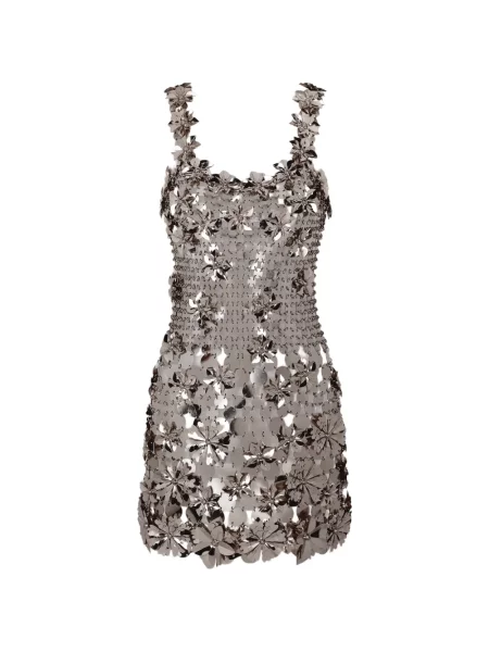 Sukienka mini Rabanne w kwiatki z naszywkami garniturowa