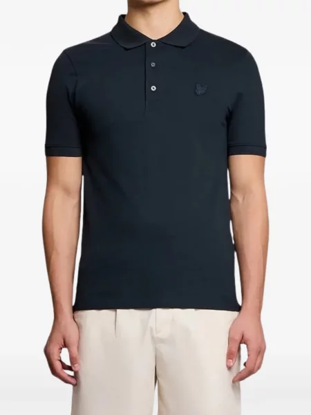 Поло тениска Lyle & Scott бродирана синьо