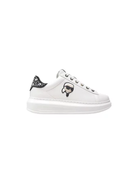 Sneakersy Karl Lagerfeld skórzane z ćwiekami białe