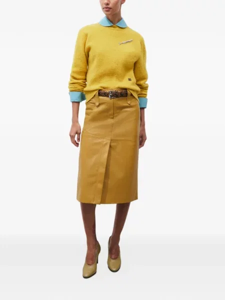 Bőrszoknya Tory Burch sárga