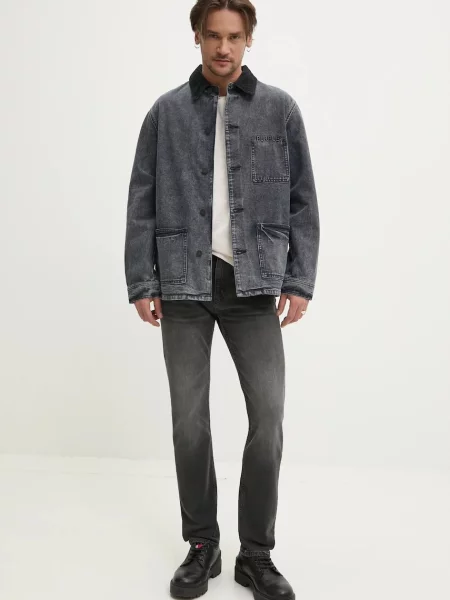 Джинсова куртка PURPLE BRAND WORKWEAR ROYALTIES CANVAS перехідна oversize сірий
