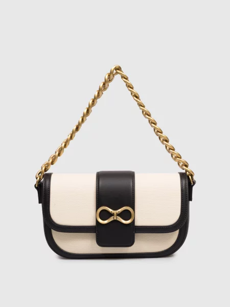 Сумка-седл з емблемою Twinset бежева