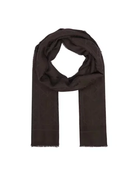 Calvin Klein Sál Emblem Aop Glossy Tonal Scarf Sötétbarna barna