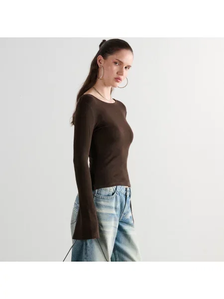 Лонгслив Cropp коричневый