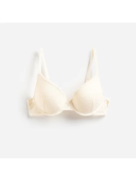Reserved Krajková push-up podprsenka krémová