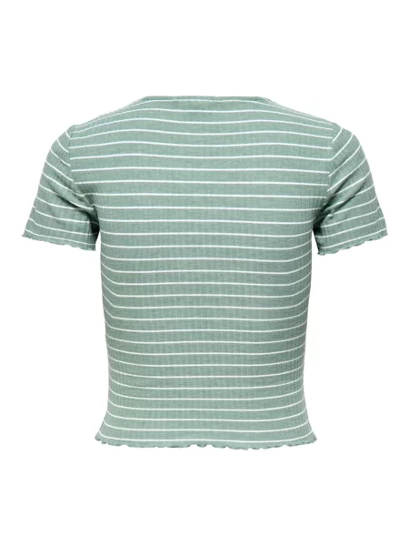 ONLY Tricou ONLEMMA verde pastel alb