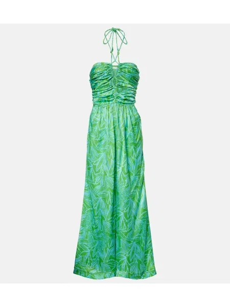 Salopetă Poupette St Barth cu imagine cu gât halter albastru