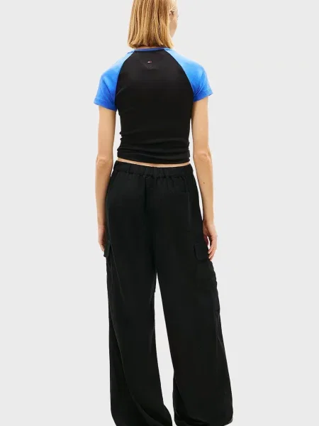 Льняные брюки карго Tommy Jeans черные