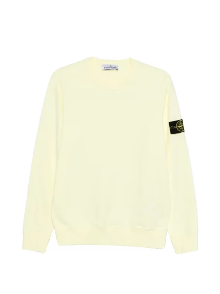 Hanorac crewneck Stone Island cu decolteu rotund cu strasuri galben