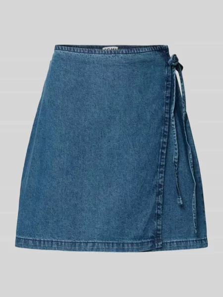 Spódnica jeansowa w kopertowym stylu model ‘DALLAS’ Ichi niebieska