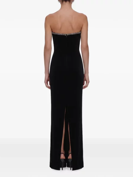Rochie maxi Self-portrait de catifea negru