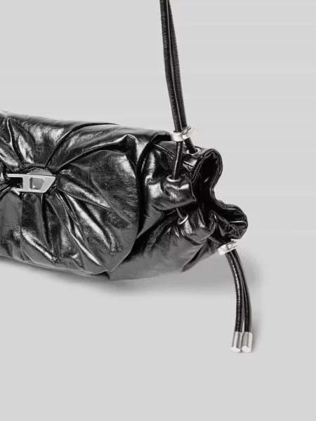 Torba na ramię z detalem z logo Diesel czarna