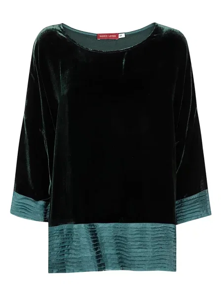 Top Bianco Levrin de catifea plisat verde
