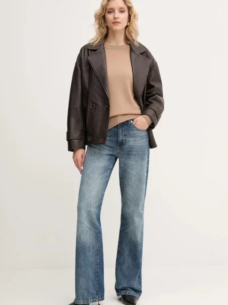 MAX&Co. sweter wełniany lekki brązowy